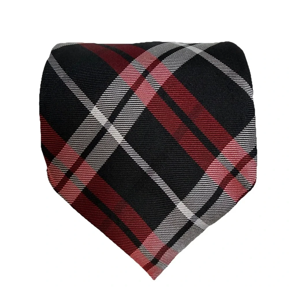 Chaps Tie Stripes Mens Necktie 100% Silk Red Black Formal Business Work Occasion